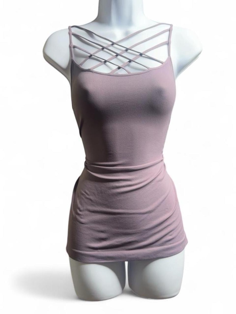 Vintage Y2K Nikibiki Crisscross Front Bandeau Cami in Dusty Mauve